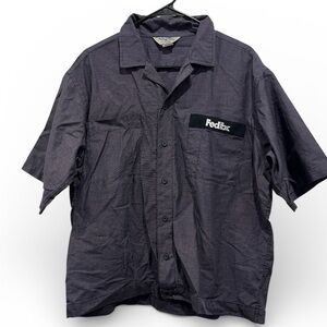Stan Herman FedEx Collared Short Sleeve Button Down Work Shirt Purple Size Large